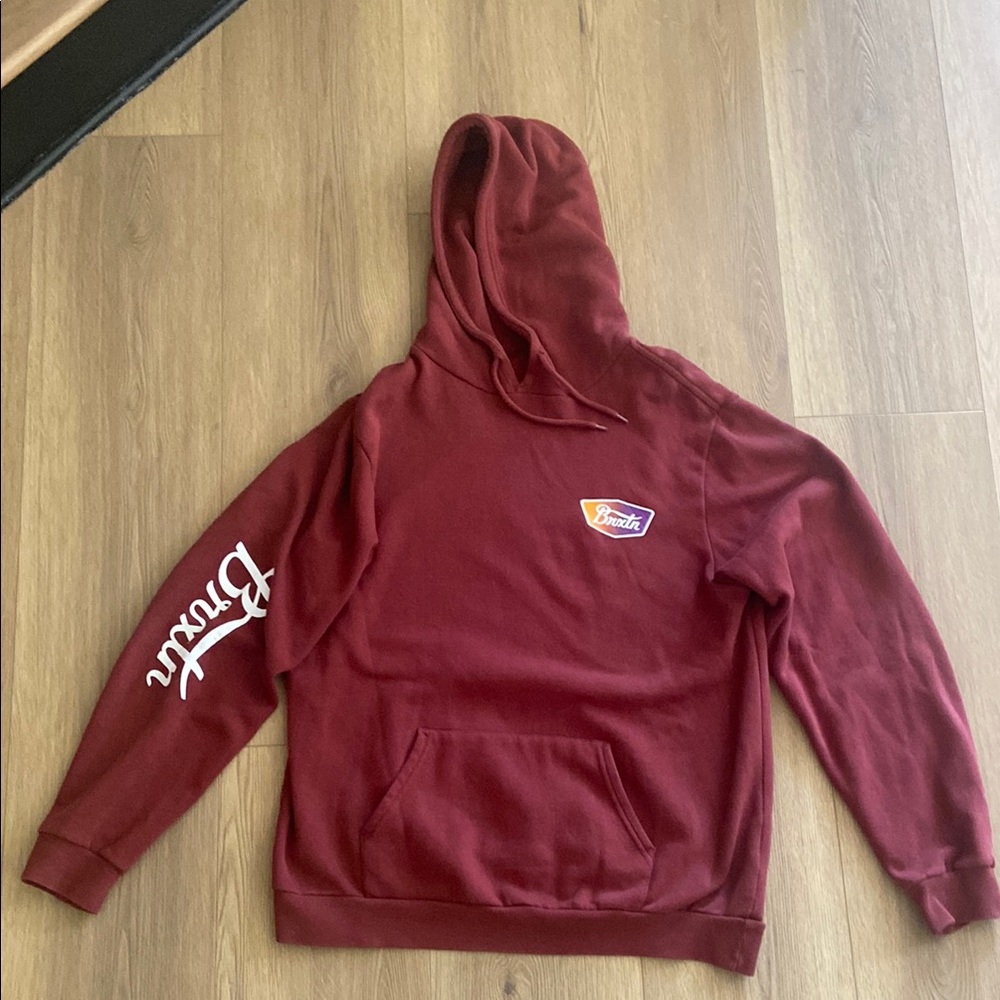 Brixton Burgundy Hoodie with Logo and Script